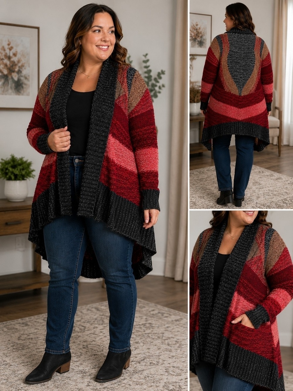 ANA A New Approach Women's Open Front Cardigan Sweater – XL